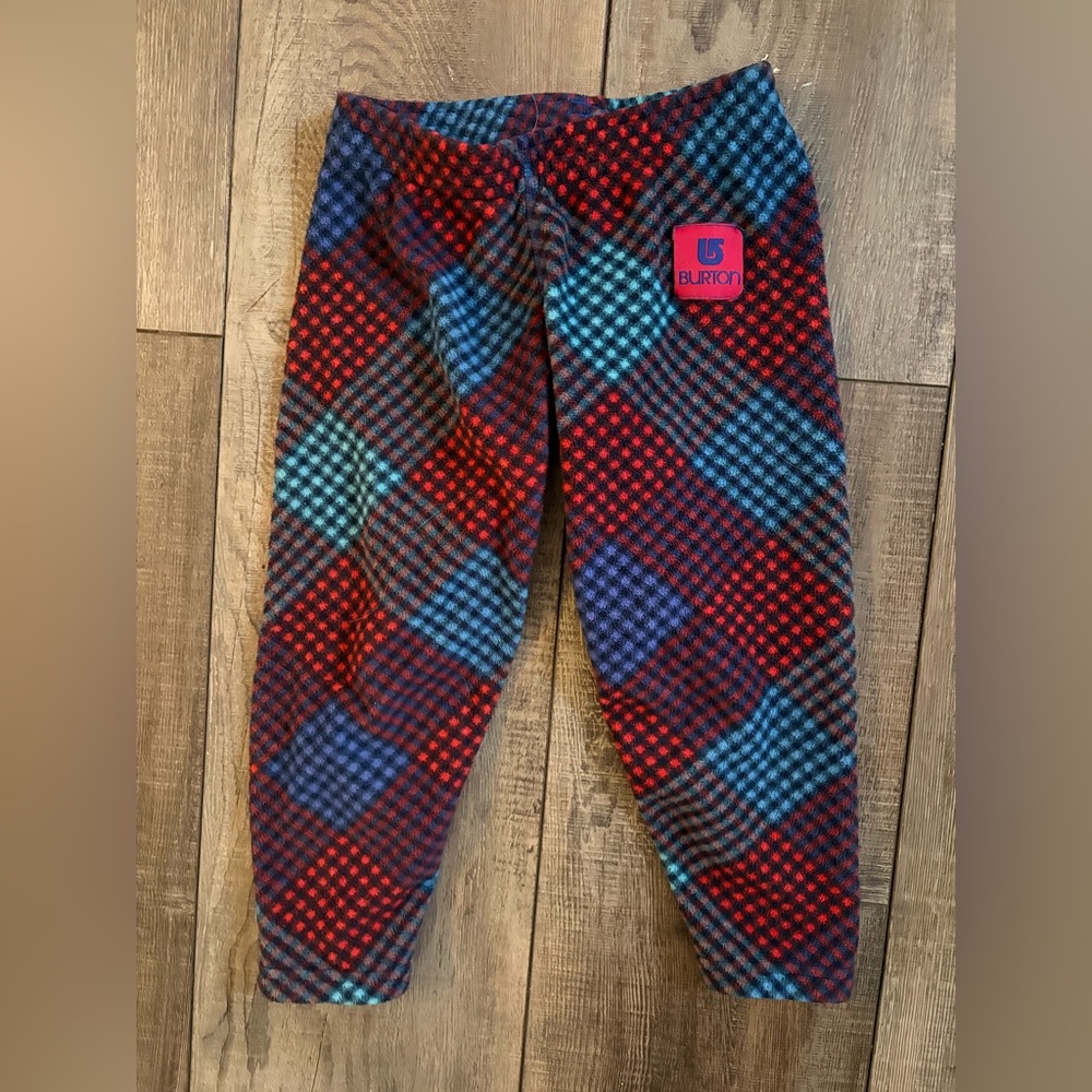 Burton Kids Plaid Fleece Base Pants in Red, Blue & Black